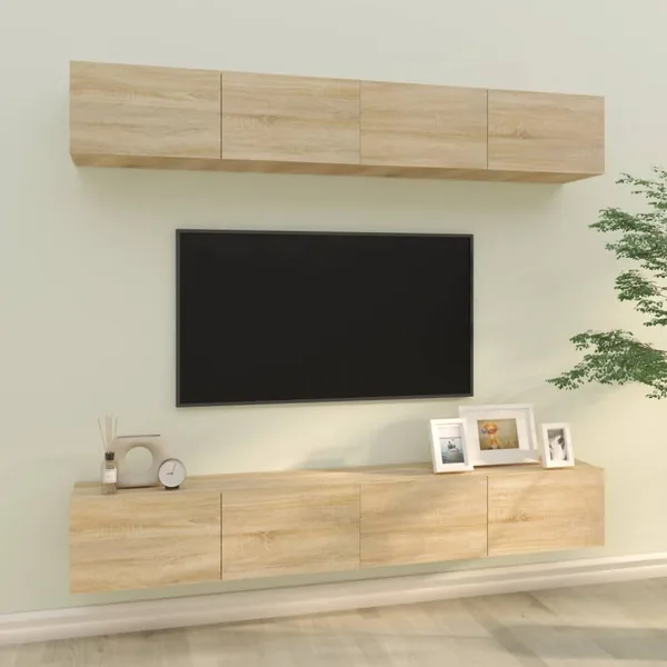 Meubles TV muraux 4 pcs chêne sonoma 100x30x30 cm