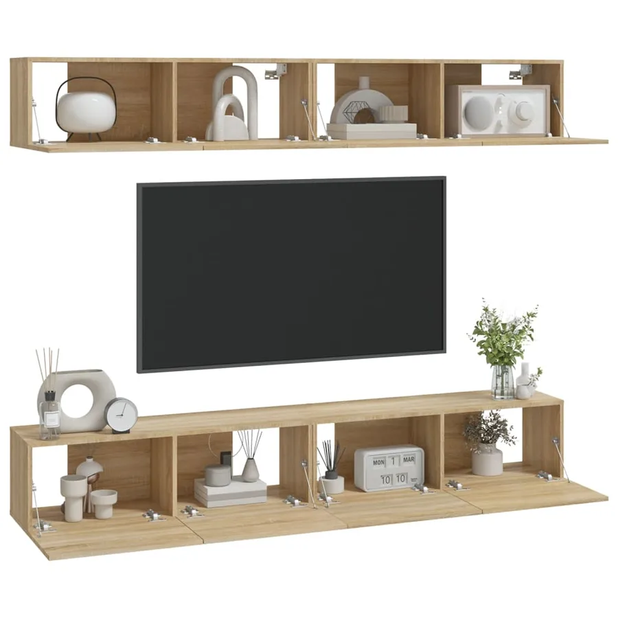 Meubles TV muraux 4 pcs chêne sonoma 100x30x30 cm - 3