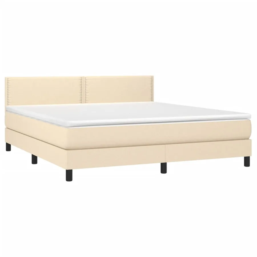 Sommier à lattes de lit avec matelas LED Crème 180x200 cm Tissu - 3