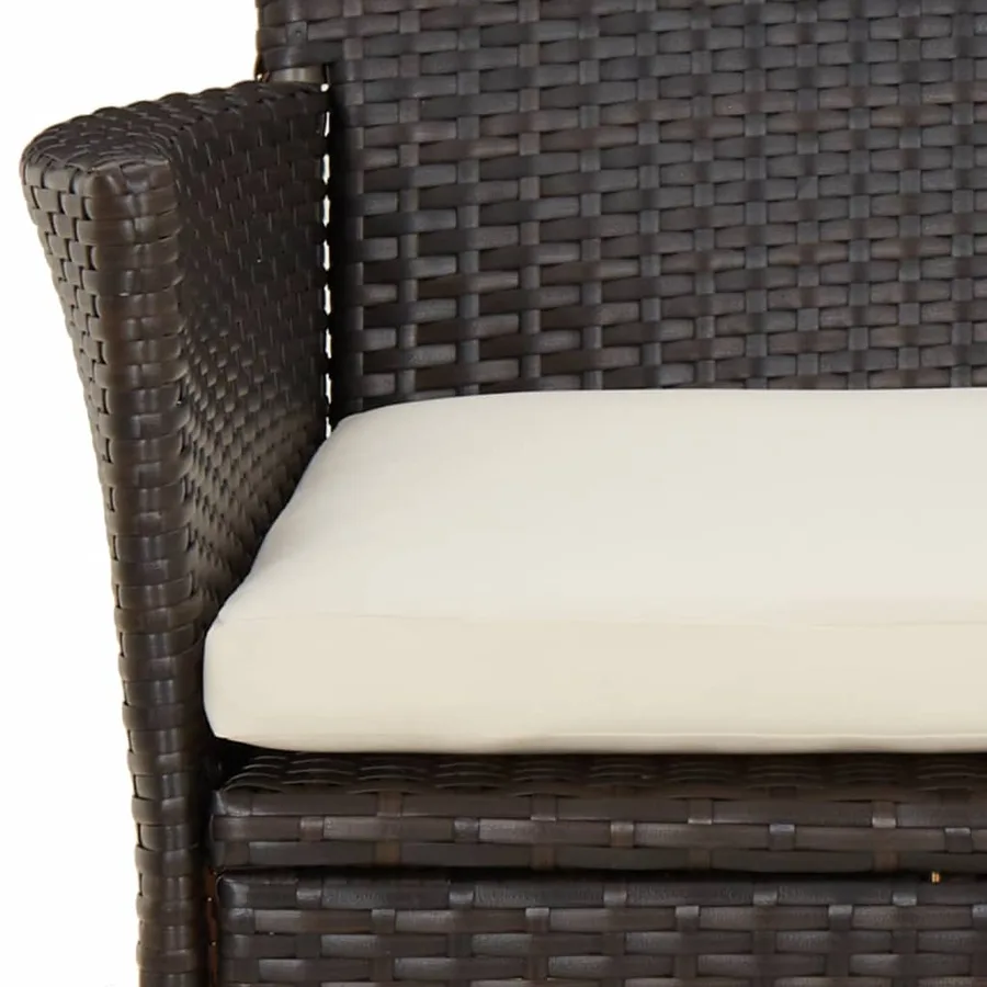 Ensemble à manger de jardin 5 pcs et coussins marron poly rotin - 6