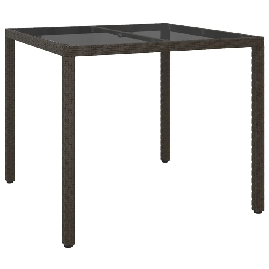 Ensemble à manger de jardin 5 pcs et coussins marron poly rotin - 7