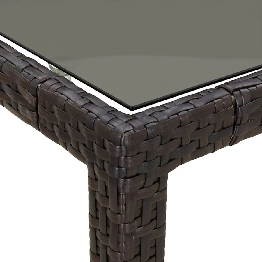 Ensemble à manger de jardin 5 pcs et coussins marron poly rotin - 8