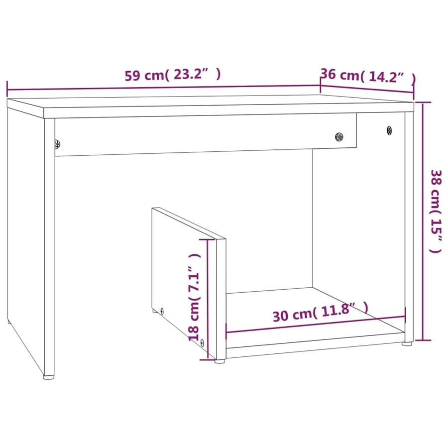 Table d'appoint Sonoma gris 59x36x38 cm Bois d'ingénierie - 7