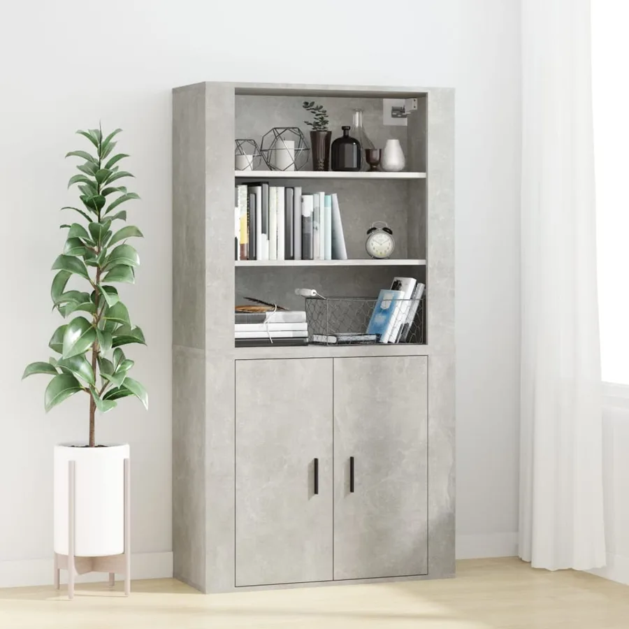 Armoire murale Gris béton 80x33x80 cm Bois d'ingénierie - 6