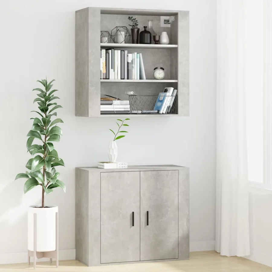 Armoire murale Gris béton 80x33x80 cm Bois d'ingénierie - 7