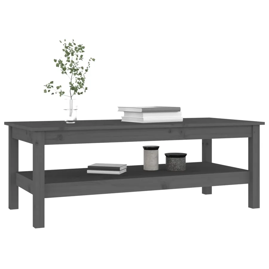 Table basse Gris 110x50x40 cm Bois massif de pin - 6
