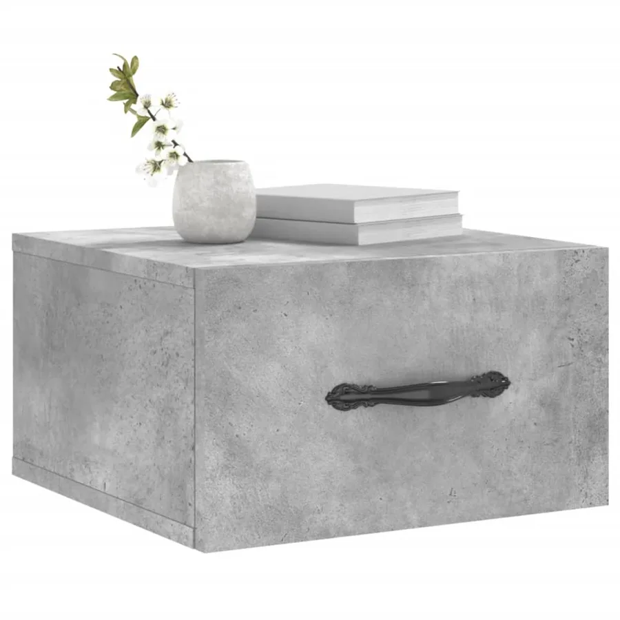 Table de chevet murale gris béton 35x35x20 cm - 3