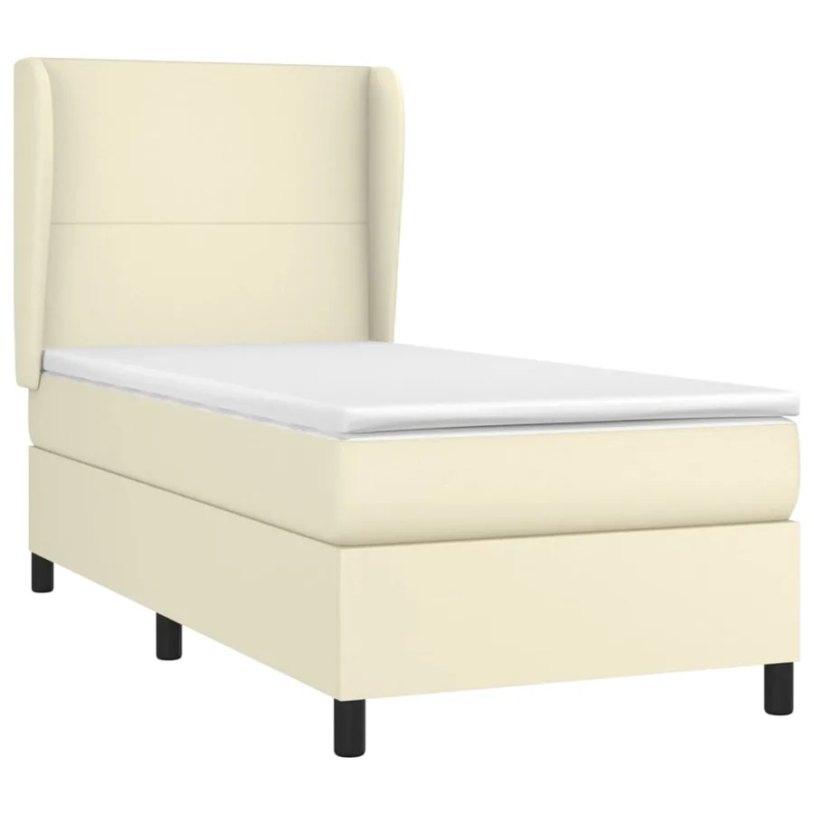 Sommier à lattes de lit avec matelas Crème 100x200cm Similicuir - 3