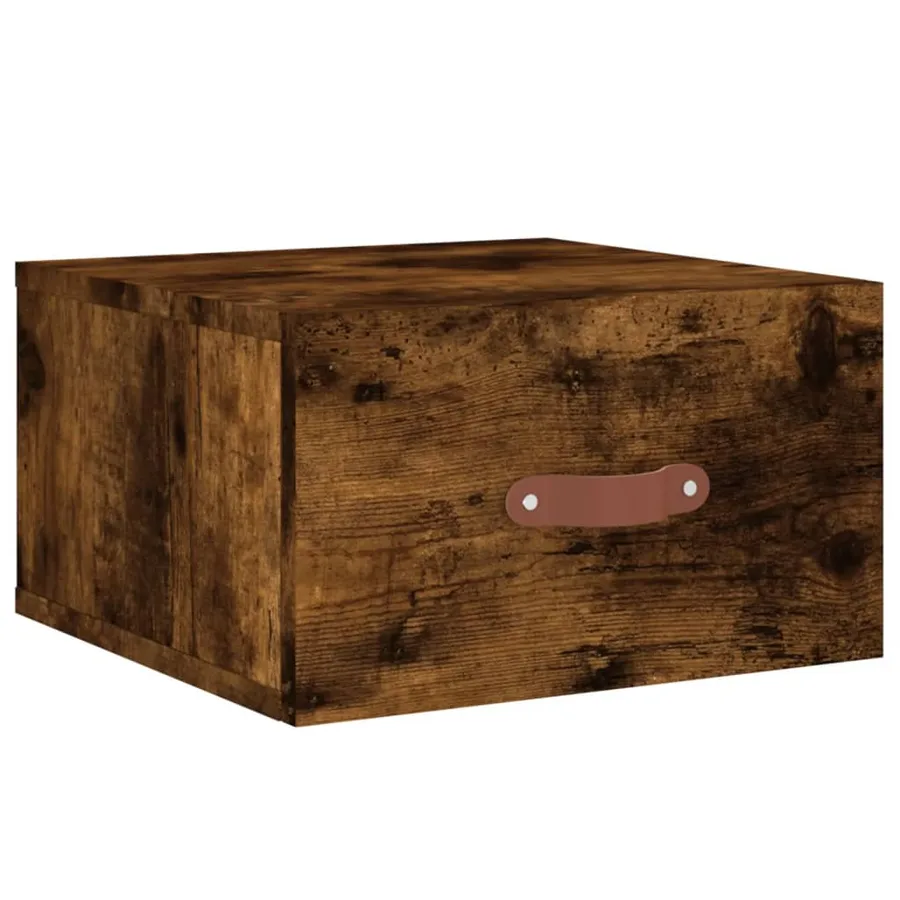 Table de chevet murale chêne fumé 35x35x20 cm - 2