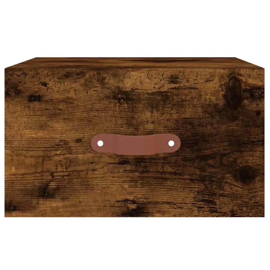 Table de chevet murale chêne fumé 35x35x20 cm - 3