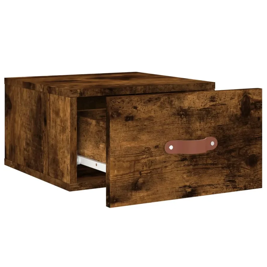 Table de chevet murale chêne fumé 35x35x20 cm - 4
