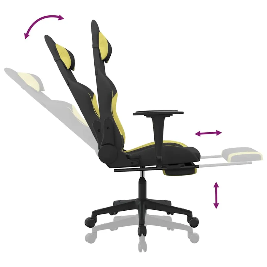 Chaise de jeu de massage avec repose-pied Noir et vert clair - 11