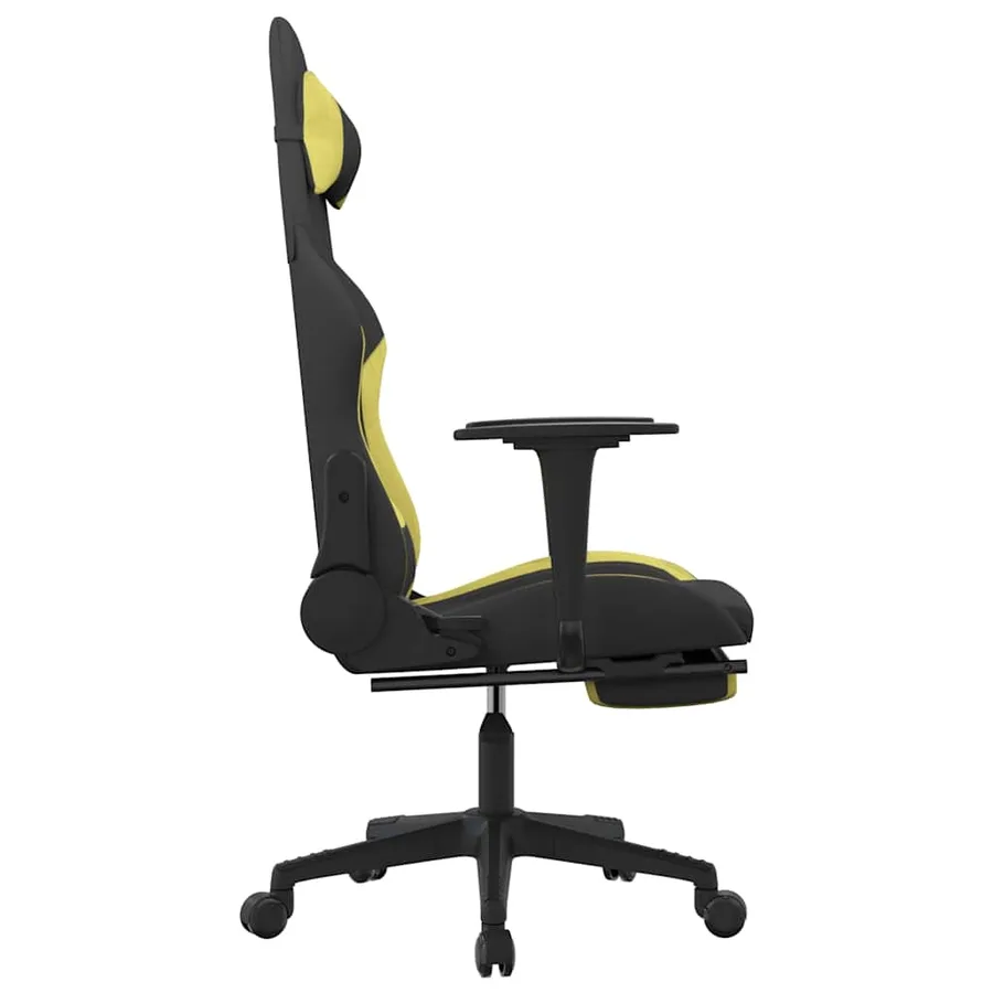 Chaise de jeu de massage avec repose-pied Noir et vert clair - 4