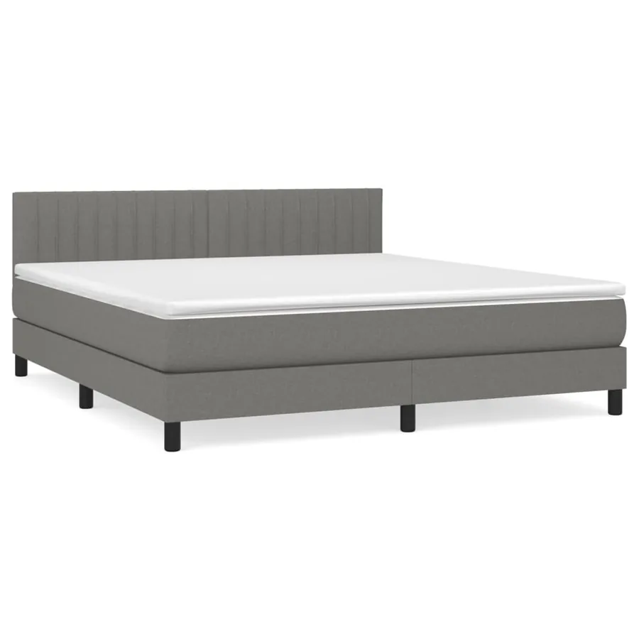 Sommier à lattes de lit avec matelas Gris foncé 180x200cm Tissu - 2
