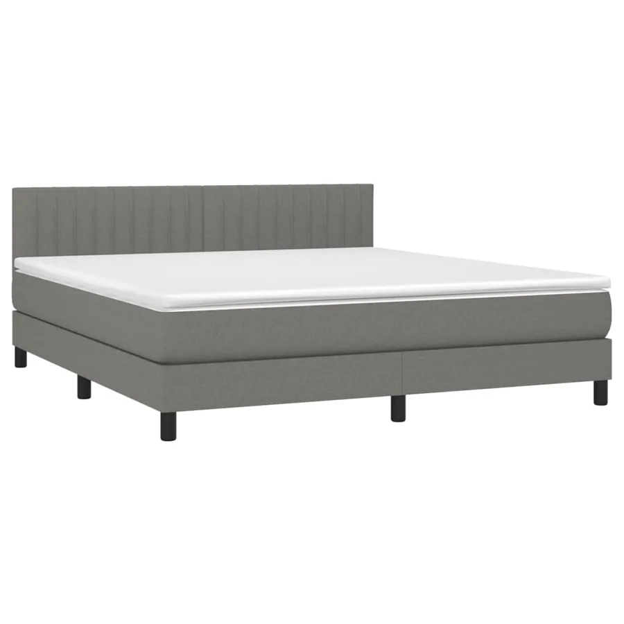 Sommier à lattes de lit avec matelas Gris foncé 180x200cm Tissu - 3