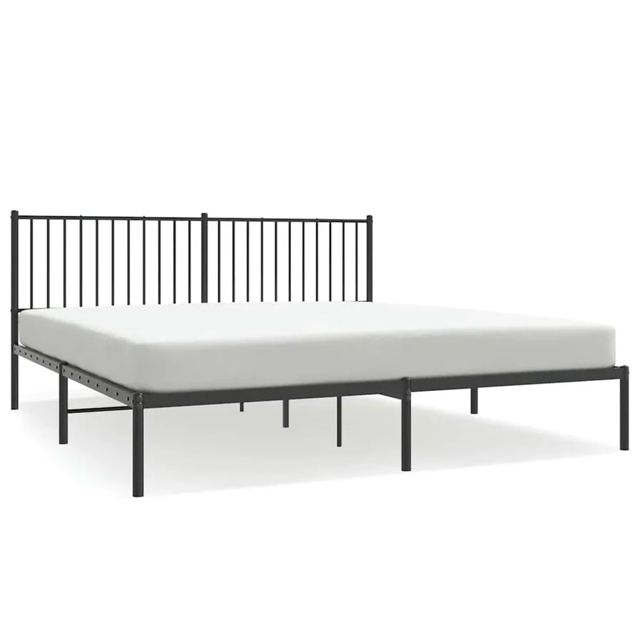 Cadre de lit métal sans matelas et tête de lit noir 180x200 cm - 2