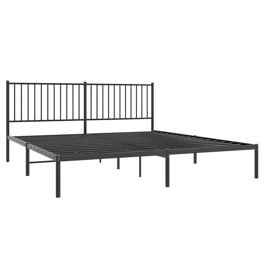 Cadre de lit métal sans matelas et tête de lit noir 180x200 cm - 3