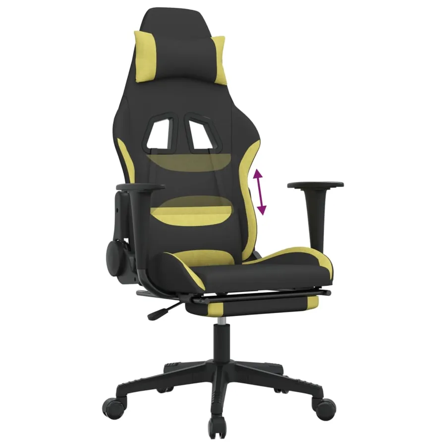 Chaise de jeu avec repose-pied Noir et vert clair - 8
