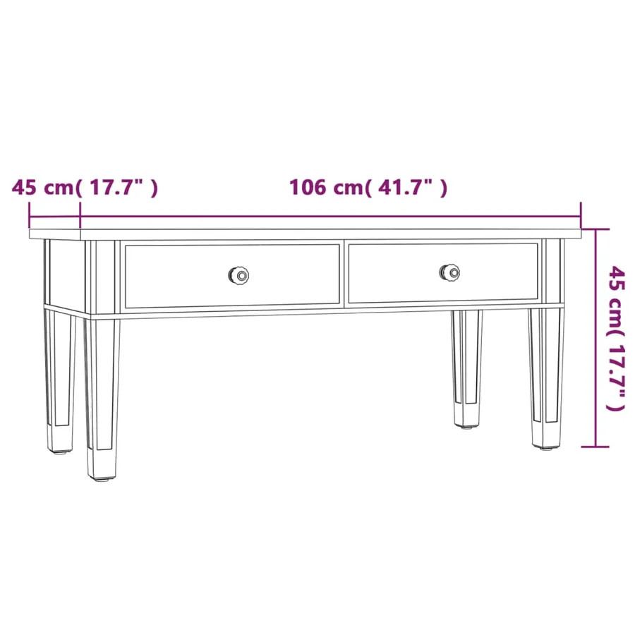 Table basse à miroir 106x45x45 cm Bois d'ingénierie et verre - 13