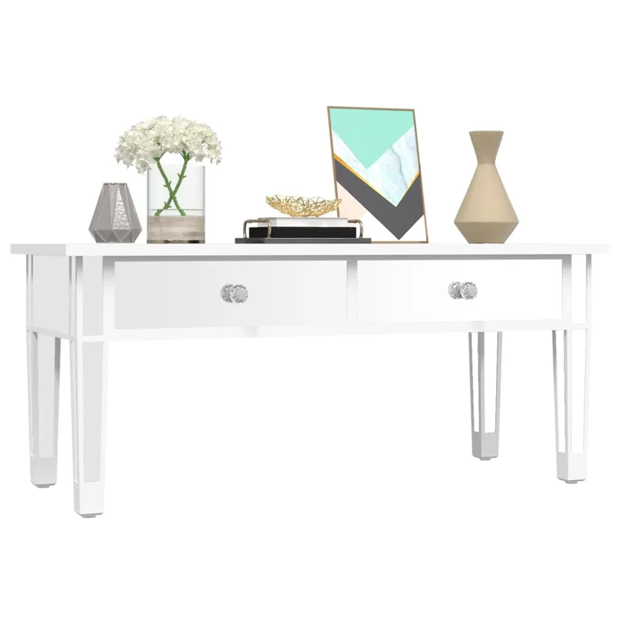 Table basse à miroir 106x45x45 cm Bois d'ingénierie et verre - 4