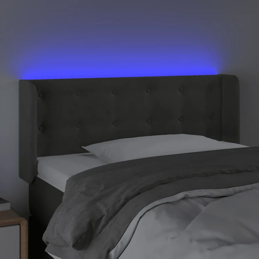Tête de lit à LED Gris foncé 83x16x78/88 cm Velours - 4
