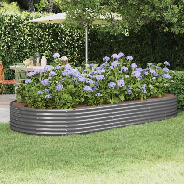 Lit surélevé de jardin Acier galvanisé 296x140x36cm gris