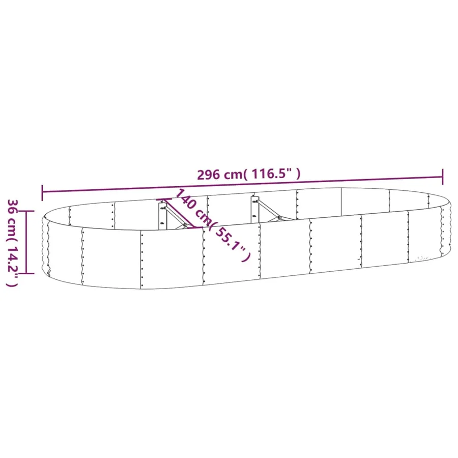 Lit surélevé de jardin Acier galvanisé 296x140x36cm gris - 6