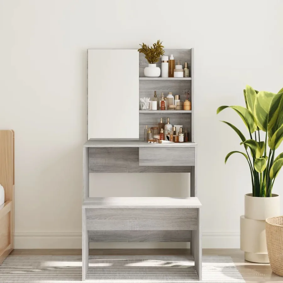 Coiffeuse avec miroir Sonoma gris 74,5x40x141 cm - 3