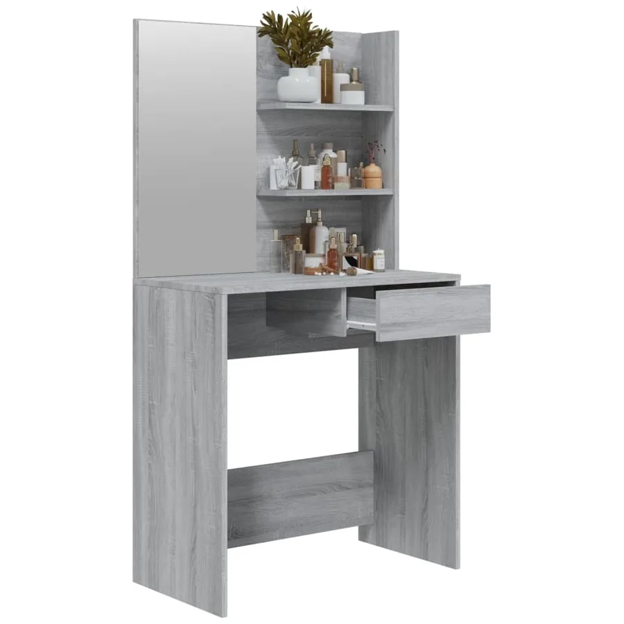 Coiffeuse avec miroir Sonoma gris 74,5x40x141 cm - 5