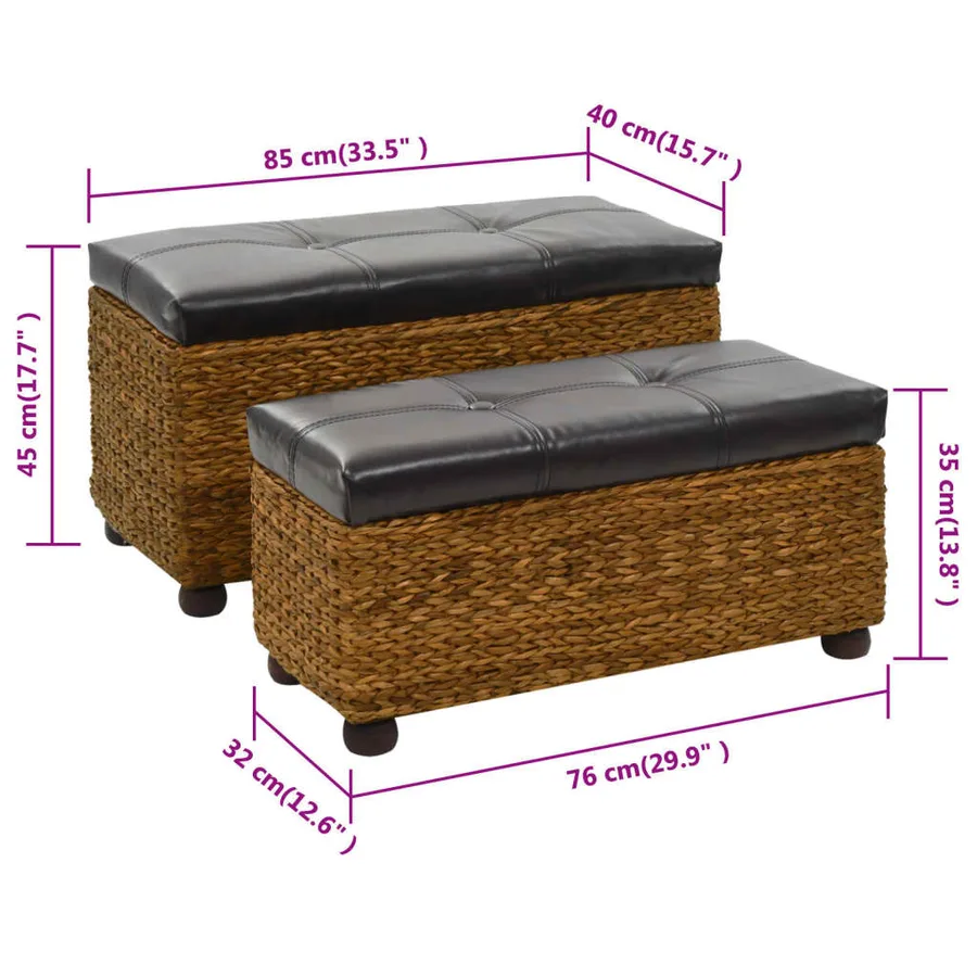 Ensemble de banc lot de 2 Jacinthe d'eau Marron - 15