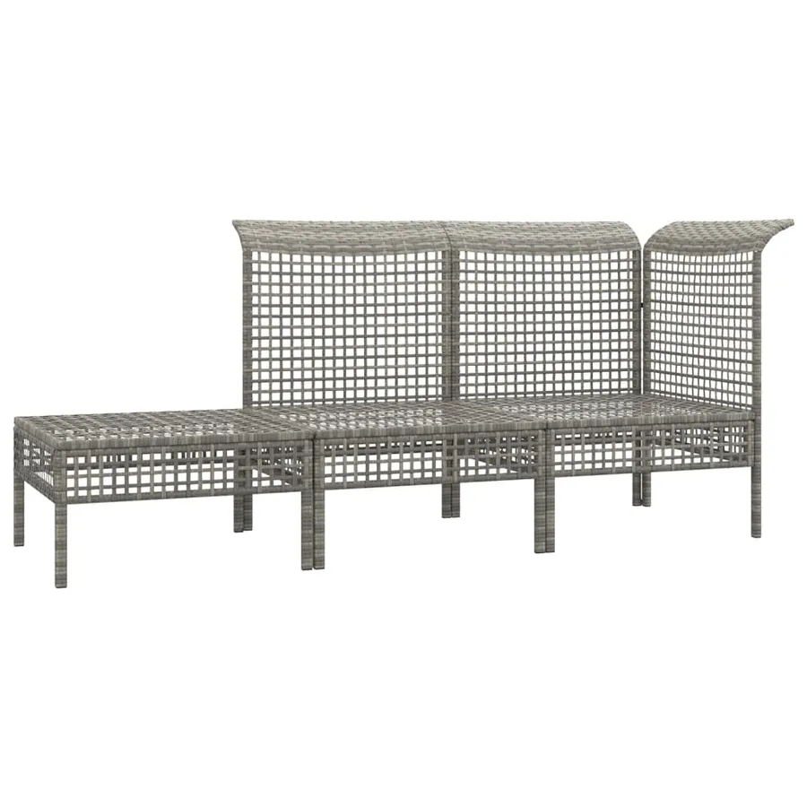 Salon de jardin 3 pcs avec coussins Gris Résine tressée - 4