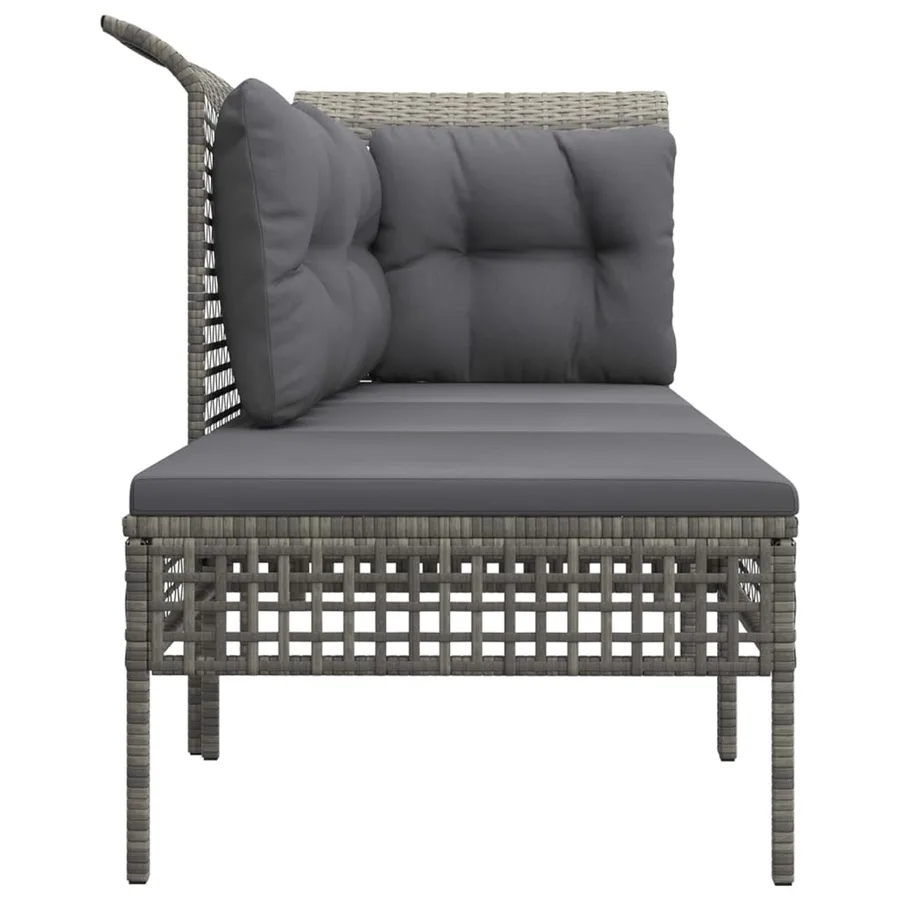 Salon de jardin 3 pcs avec coussins Gris Résine tressée - 5