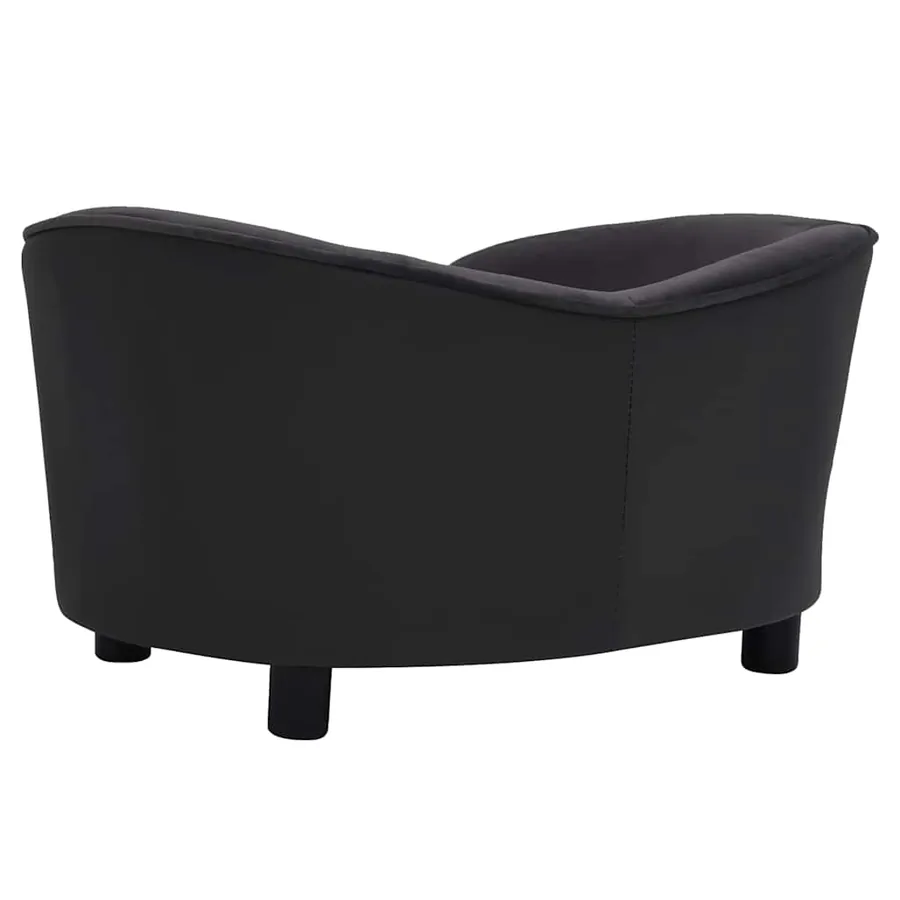 Canapé pour chien Noir 69x49x40 cm Peluche et similicuir - 5
