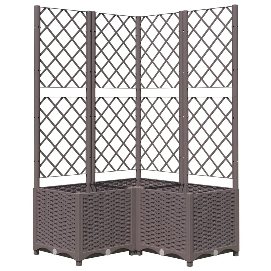 Jardinière avec treillis Marron 80x80x136 cm PP - 2