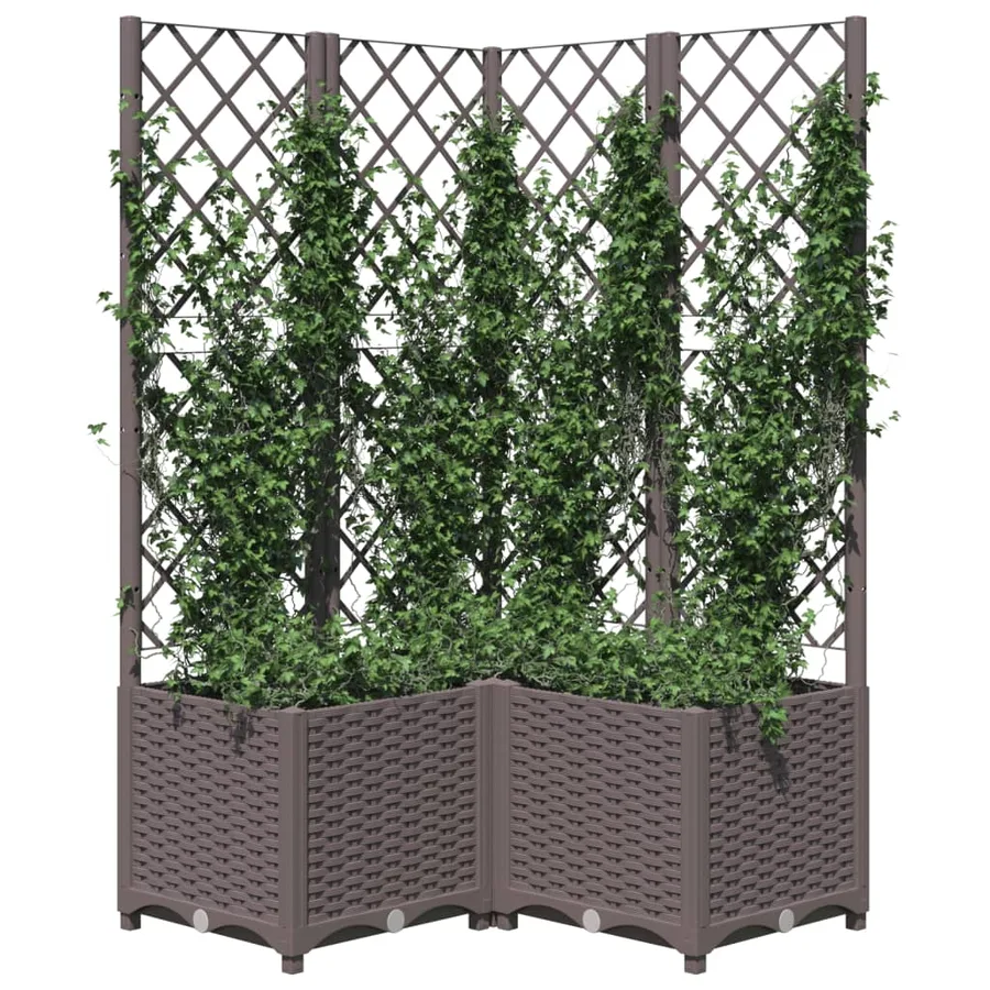 Jardinière avec treillis Marron 80x80x136 cm PP - 3