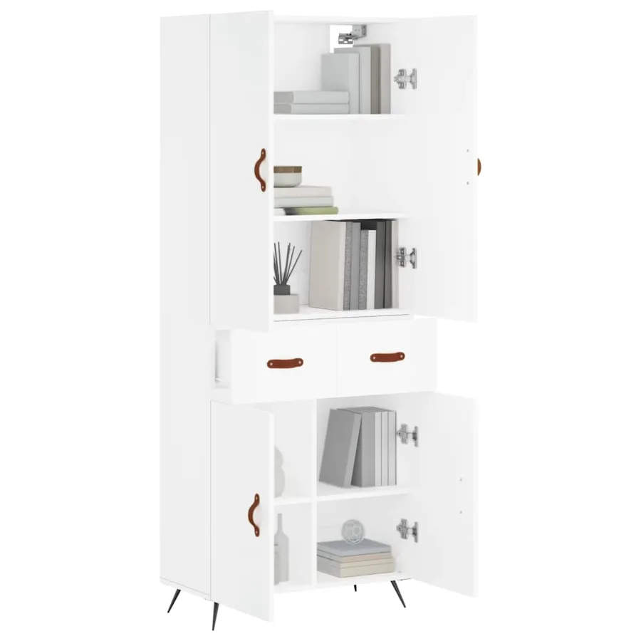 Buffet haut Blanc 69,5x34x180 cm Bois d'ingénierie - 12