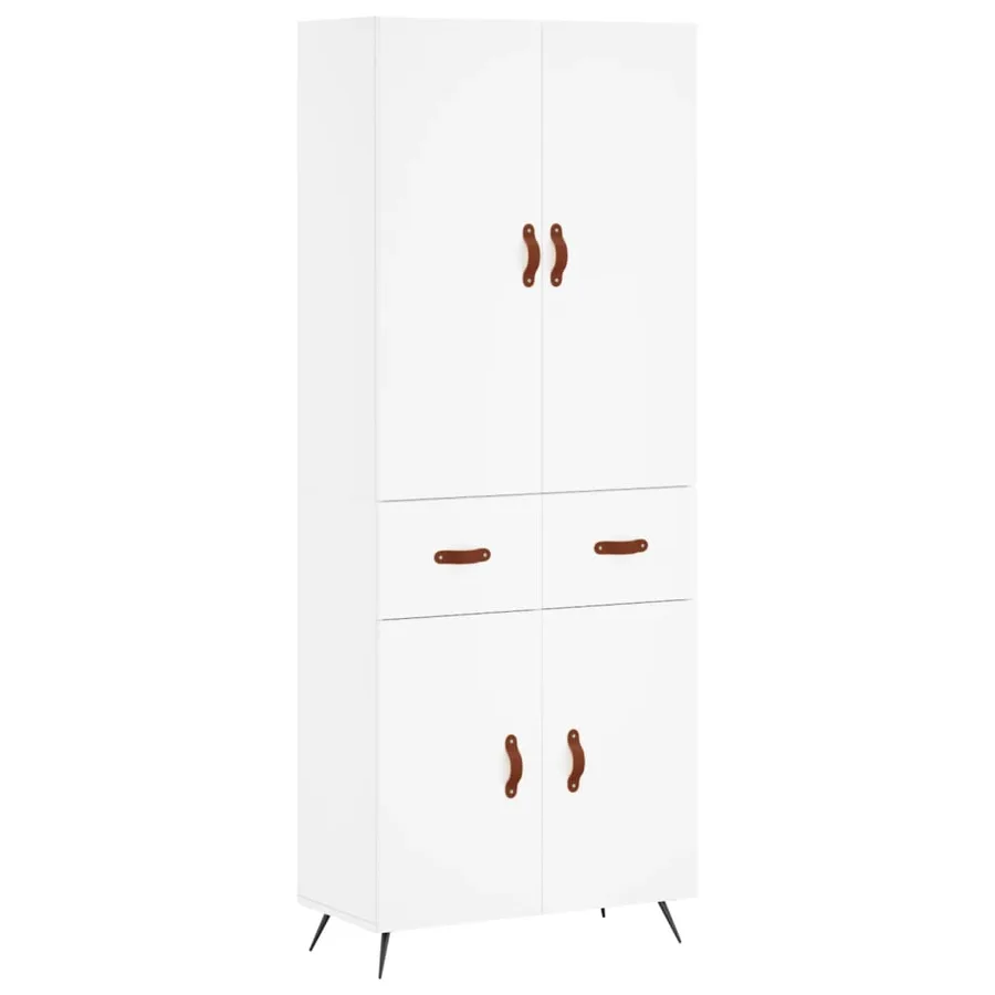 Buffet haut Blanc 69,5x34x180 cm Bois d'ingénierie - 2