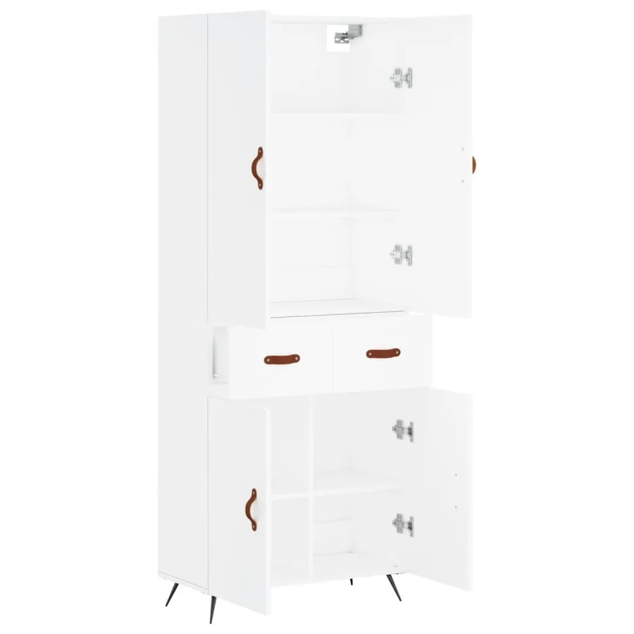 Buffet haut Blanc 69,5x34x180 cm Bois d'ingénierie - 3