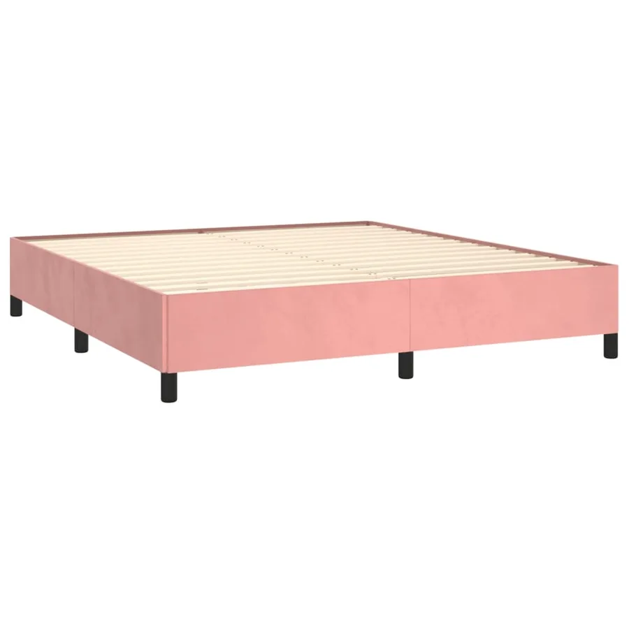 Cadre de lit sans matelas rose 160x200 cm velours - 4