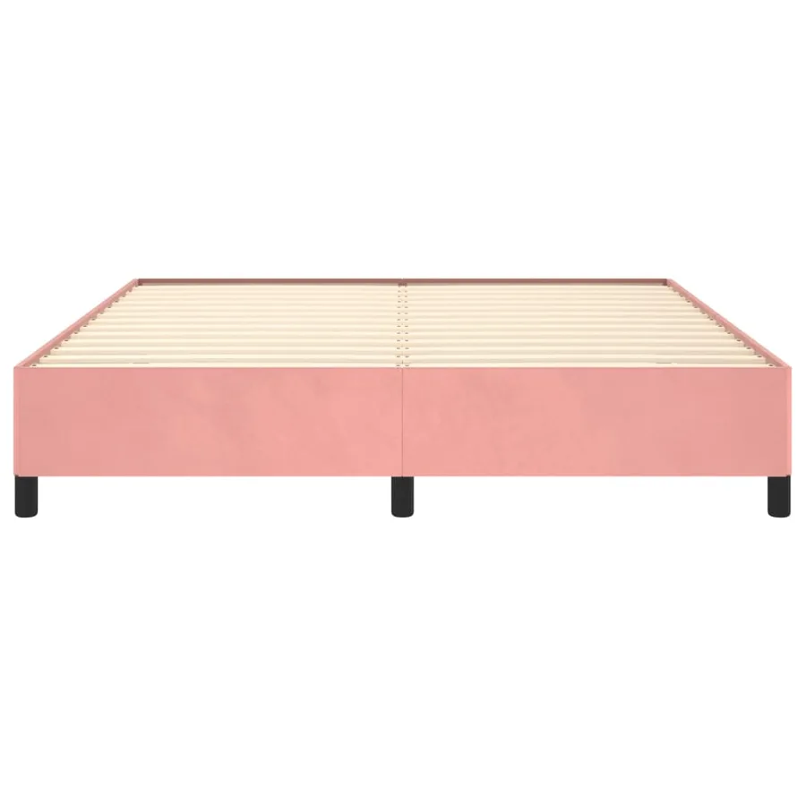 Cadre de lit sans matelas rose 160x200 cm velours - 5