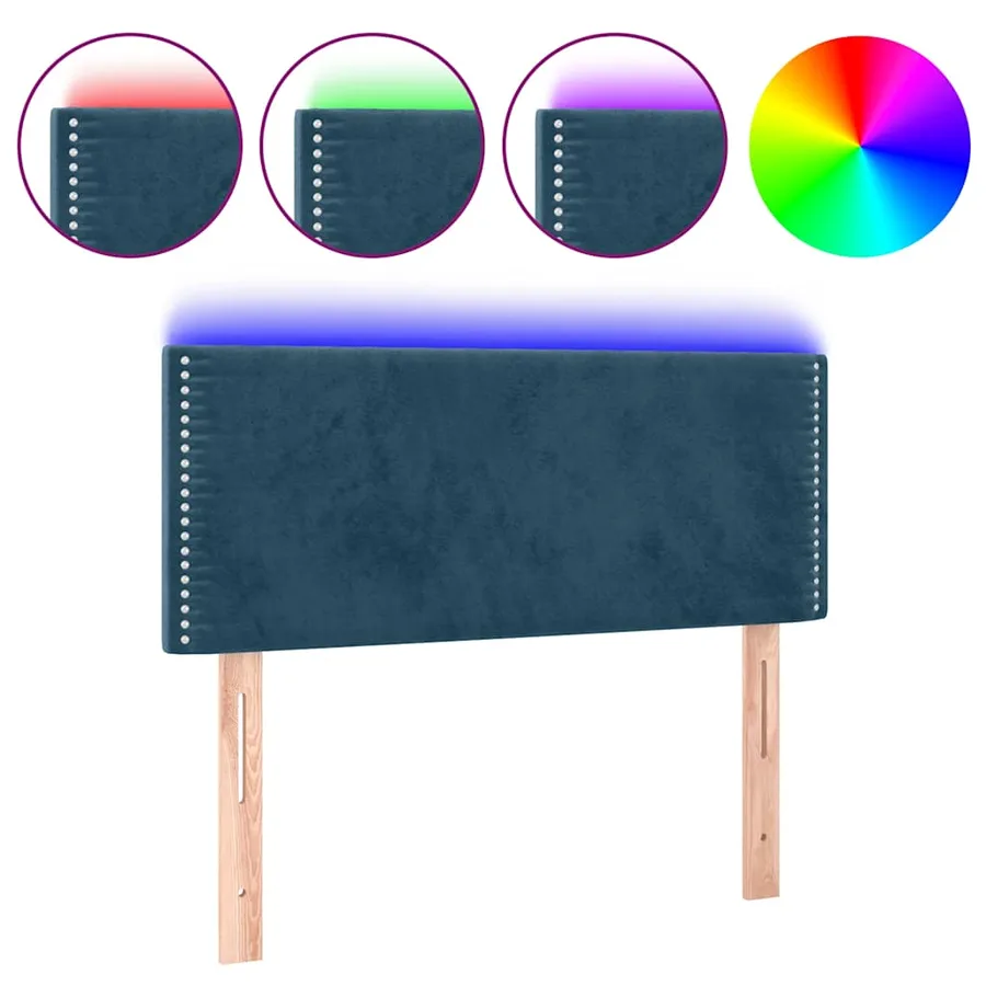 Tête de lit à LED Bleu foncé 100x5x78/88 cm Velours - 2