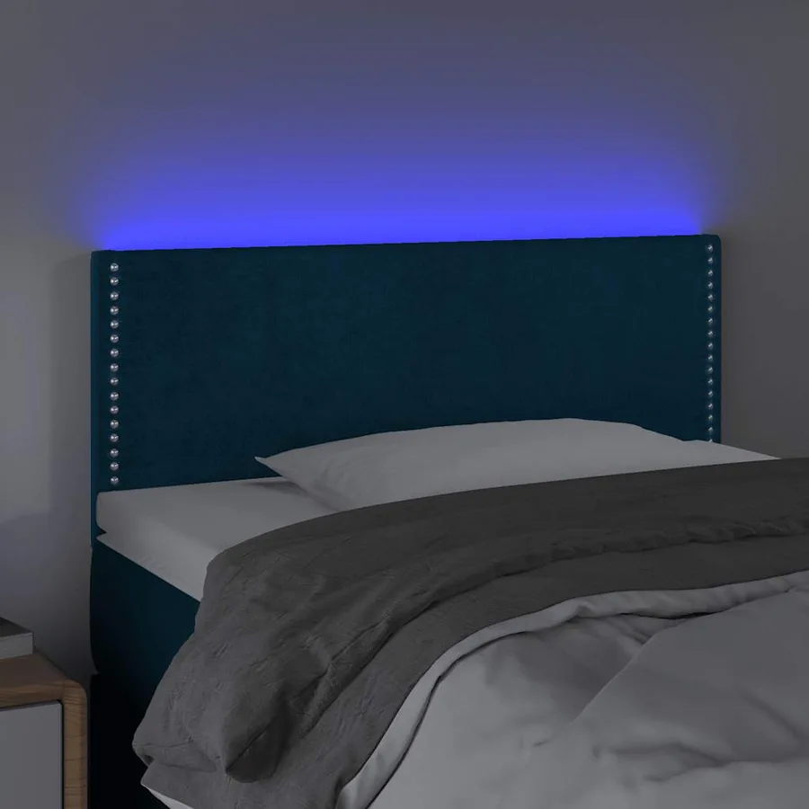 Tête de lit à LED Bleu foncé 100x5x78/88 cm Velours - 3