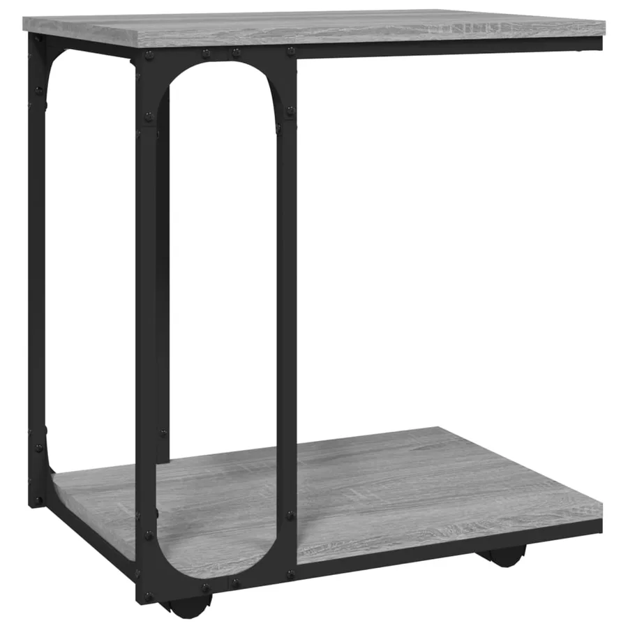 Table d'appoint à roues Sonoma gris 50x35x55,5 cm - 2