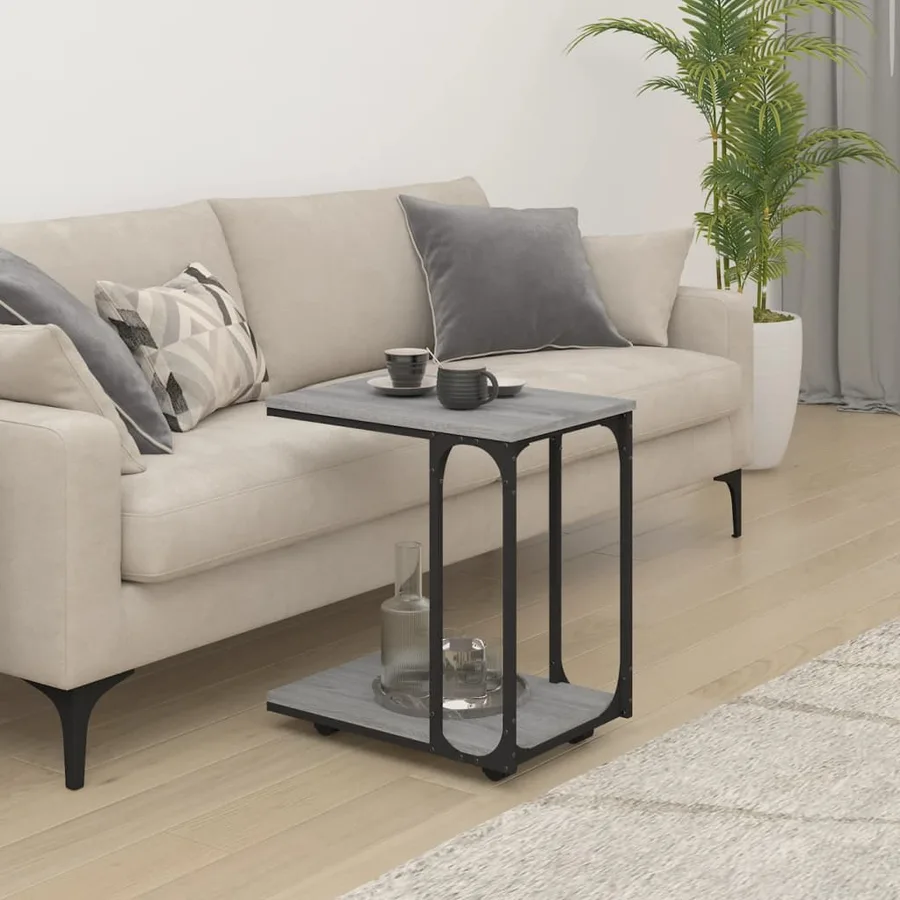 Table d'appoint à roues Sonoma gris 50x35x55,5 cm - 3