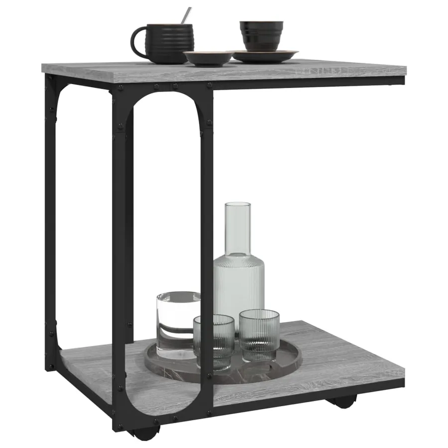 Table d'appoint à roues Sonoma gris 50x35x55,5 cm - 4