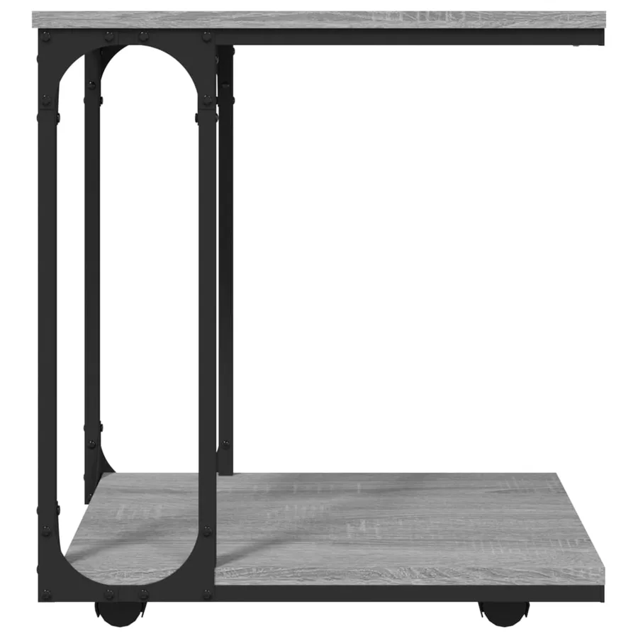 Table d'appoint à roues Sonoma gris 50x35x55,5 cm - 5