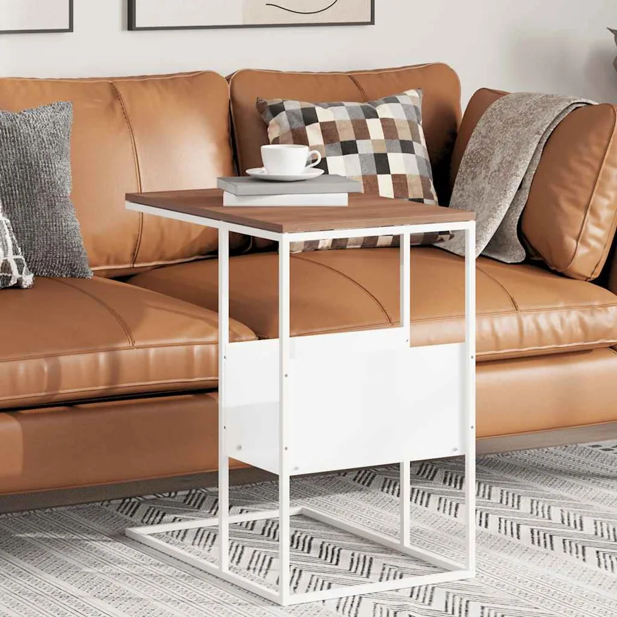 Table d'appoint Blanc 55x36x59,5 cm Bois d'ingénierie