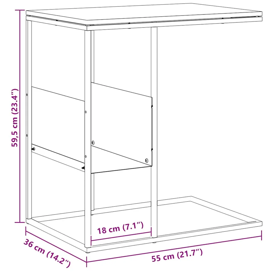 Table d'appoint Blanc 55x36x59,5 cm Bois d'ingénierie - 8