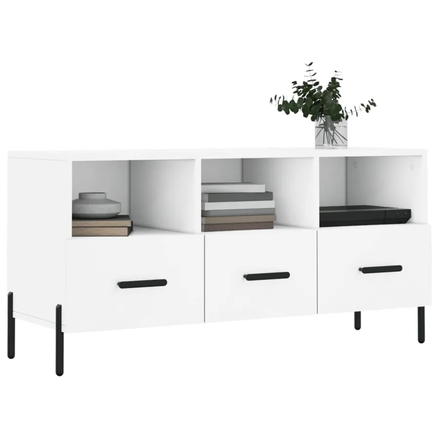 Meuble TV blanc 102x36x50 cm bois d'ingénierie - 3