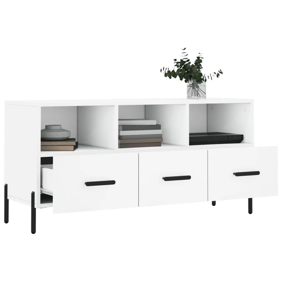 Meuble TV blanc 102x36x50 cm bois d'ingénierie - 4